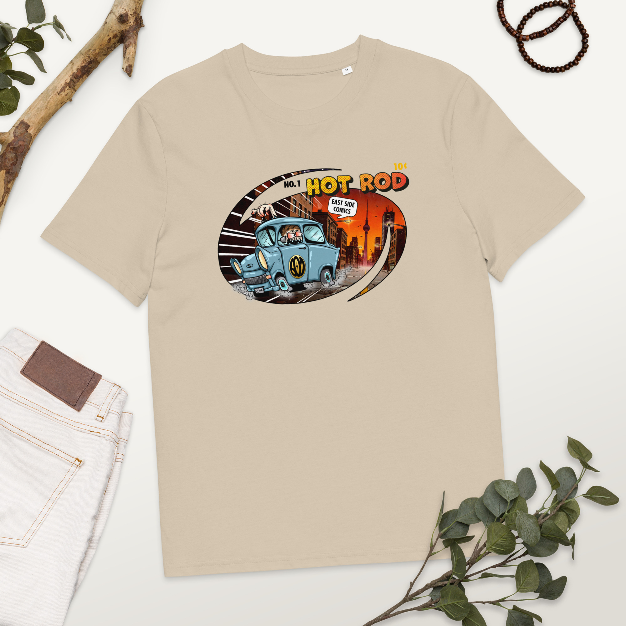 Berliner Hod Rod Comic auf Bio-Baumwoll-T-Shirt