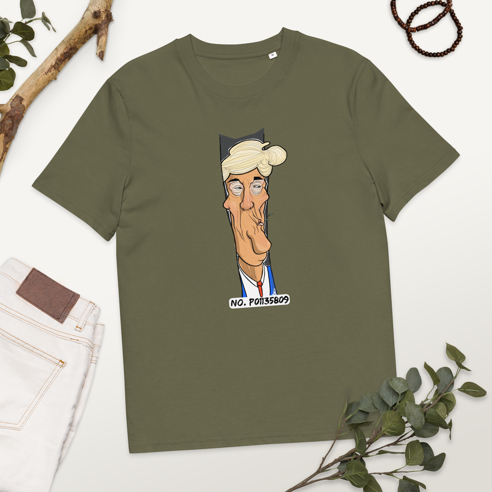 Karikatur einer prominenten Politikfigur Bio-Baumwoll-T-Shirt – Bild 3