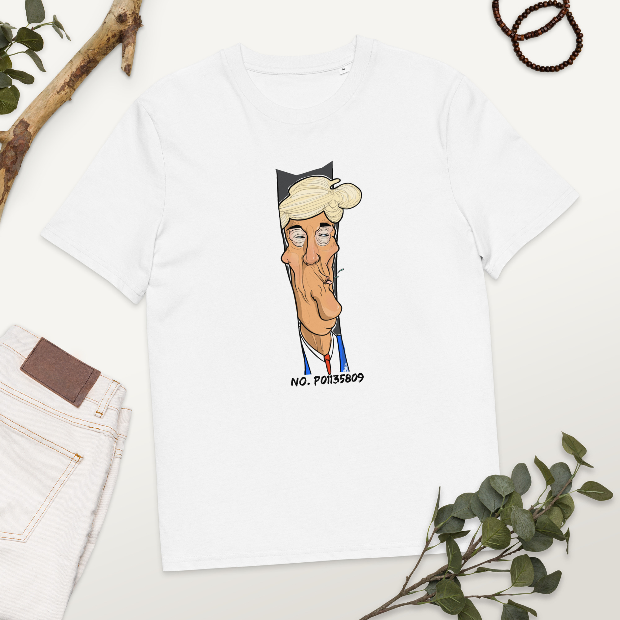 Karikatur einer prominenten Politikfigur Bio-Baumwoll-T-Shirt – Bild 9