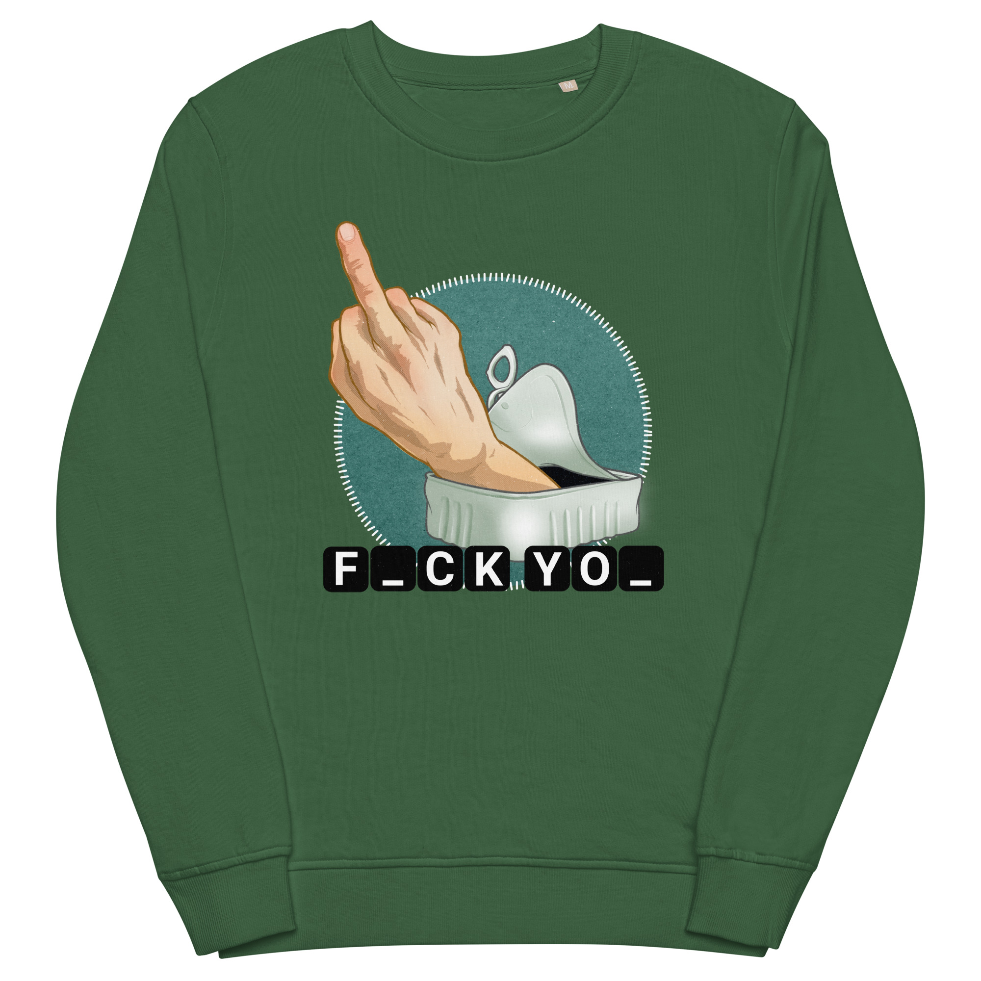 Unisex organic sweatshirt bottle green front 68f4c8f4a8c7c.jpg