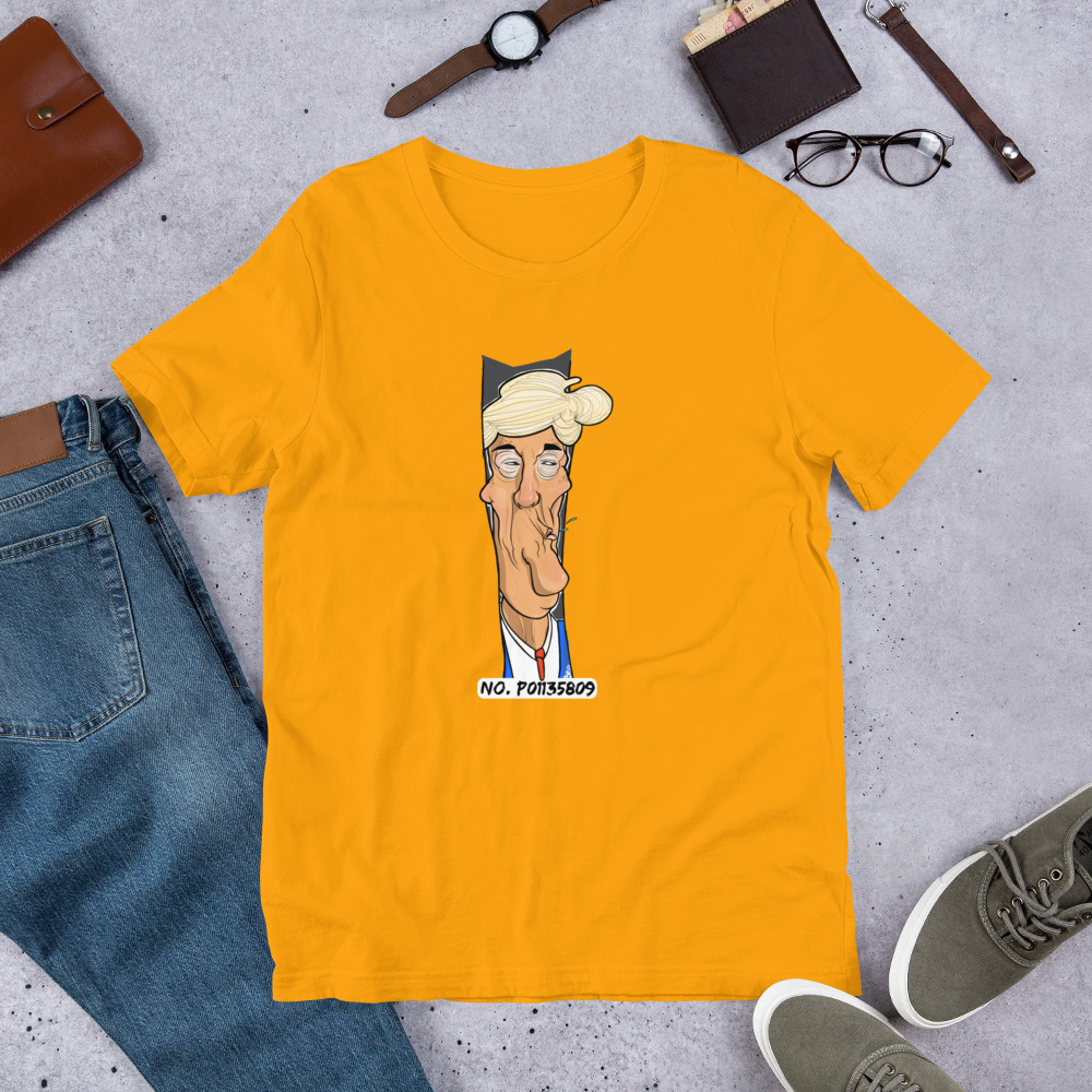 Karikatur einer prominenten Politikfigur - Unisex Statement Fun T-Shirt Leipzig – Bild 3