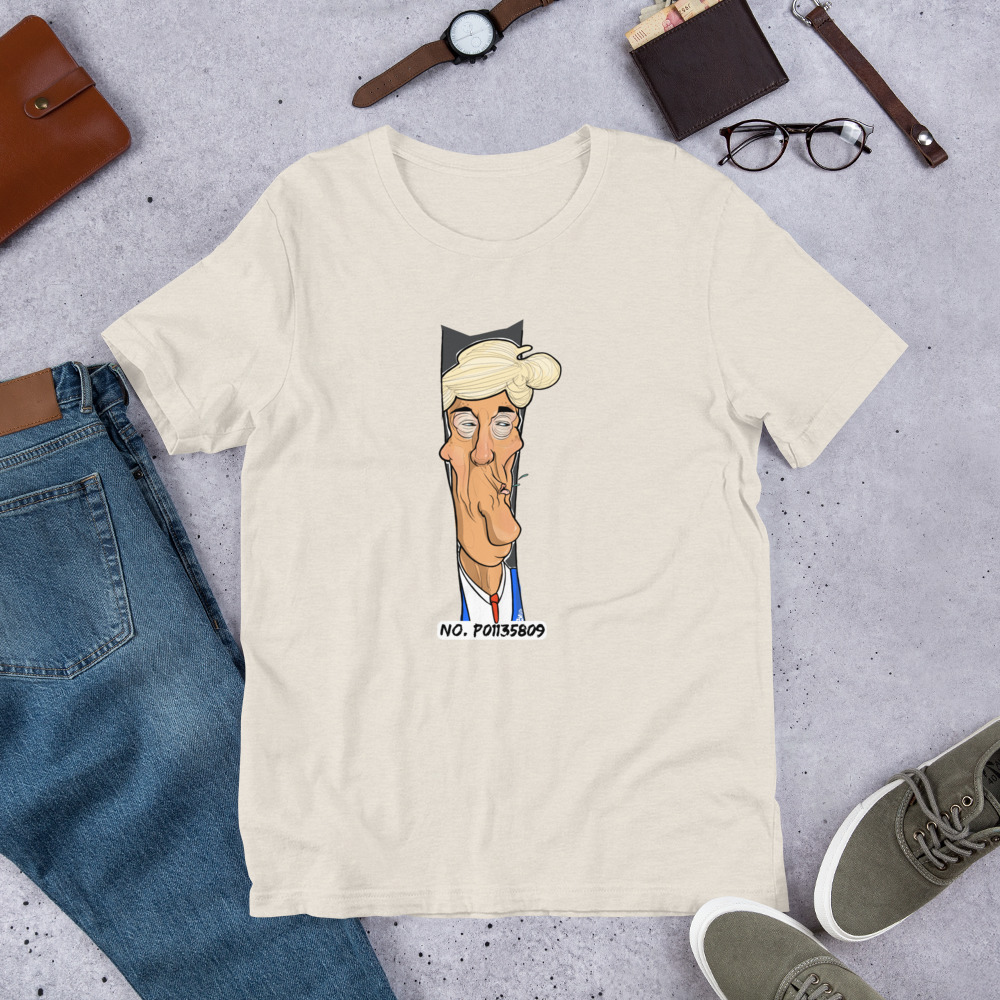 Karikatur einer prominenten Politikfigur - Unisex Statement Fun T-Shirt Leipzig – Bild 5