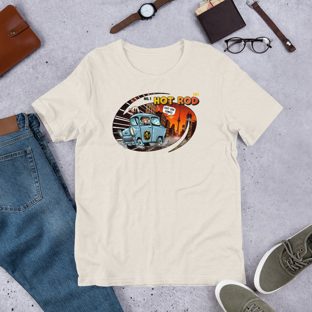Trabant HOT ROD Comic - Unisex Fun T-Shirt Leipzig – Bild 5