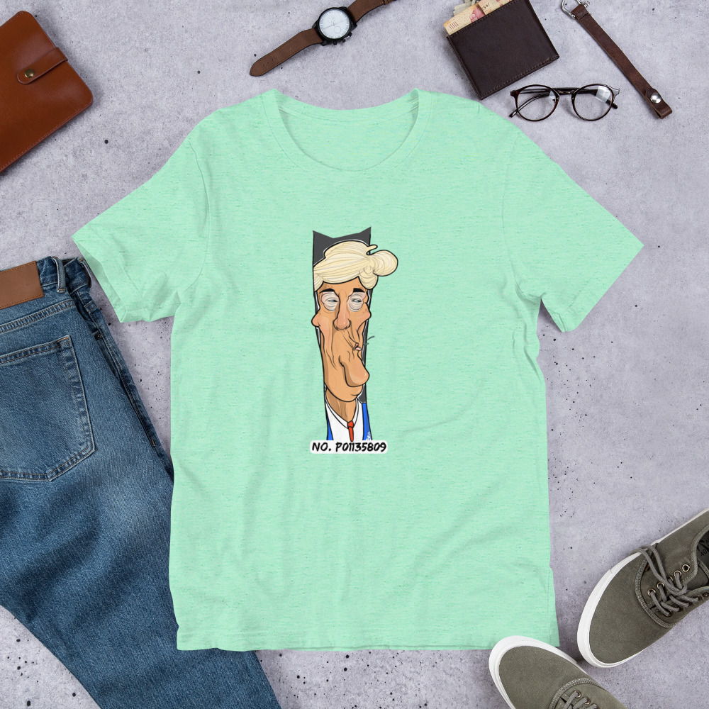 Karikatur einer prominenten Politikfigur - Unisex Statement Fun T-Shirt Leipzig – Bild 7