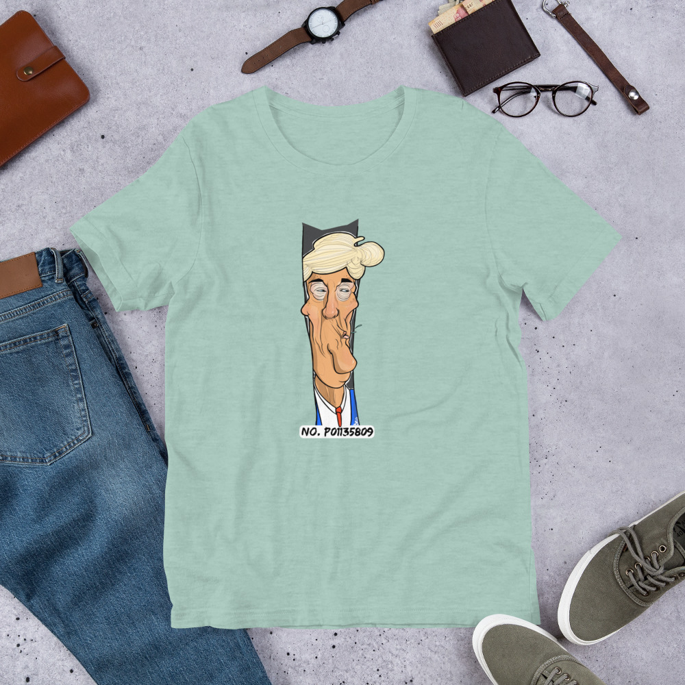 Karikatur einer prominenten Politikfigur - Unisex Statement Fun T-Shirt Leipzig – Bild 4
