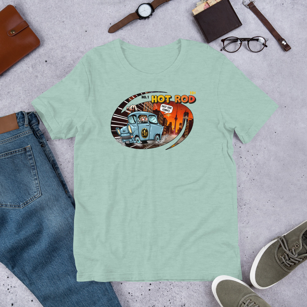Trabant HOT ROD Comic - Unisex Fun T-Shirt Leipzig – Bild 4