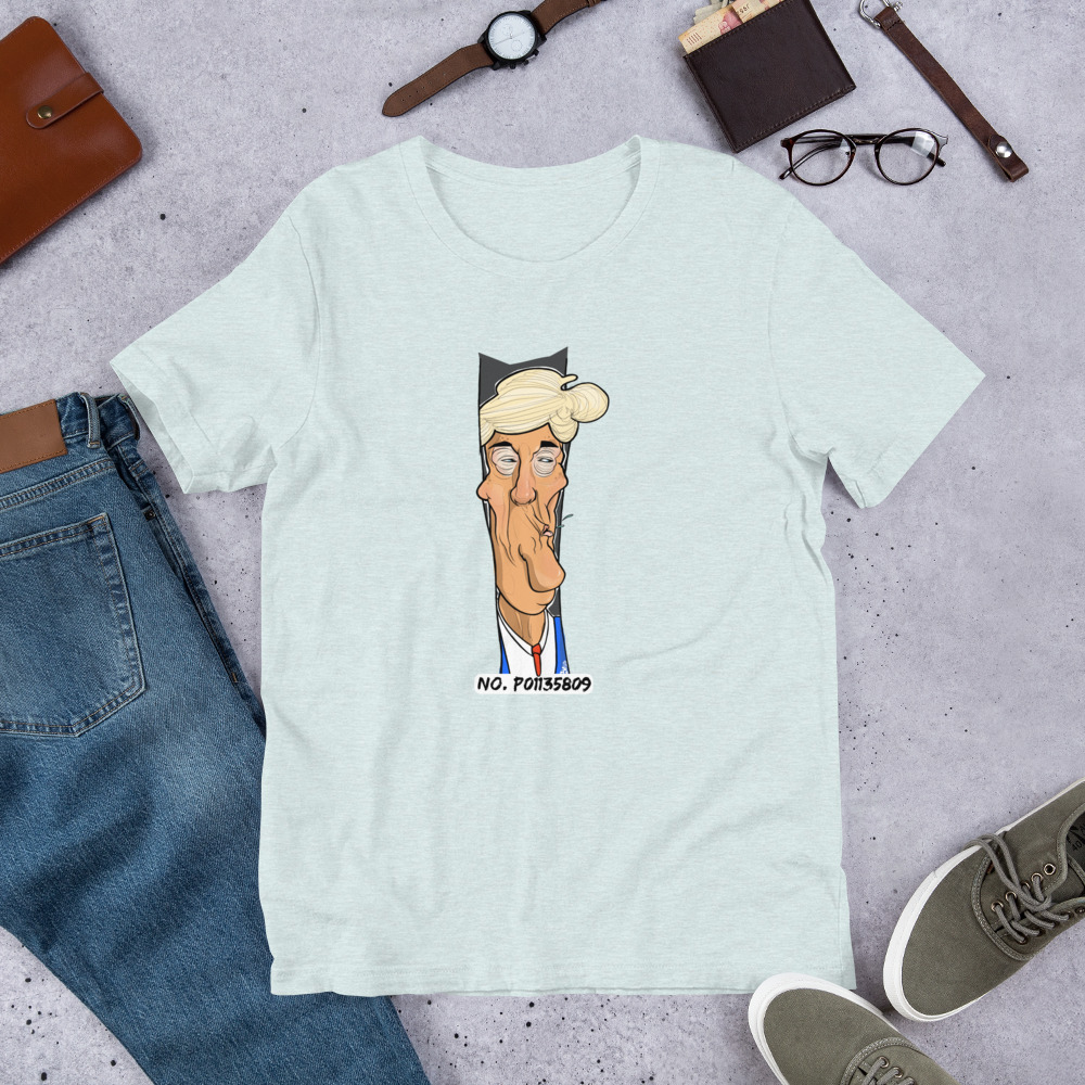 Karikatur einer prominenten Politikfigur - Unisex Statement Fun T-Shirt Leipzig – Bild 6