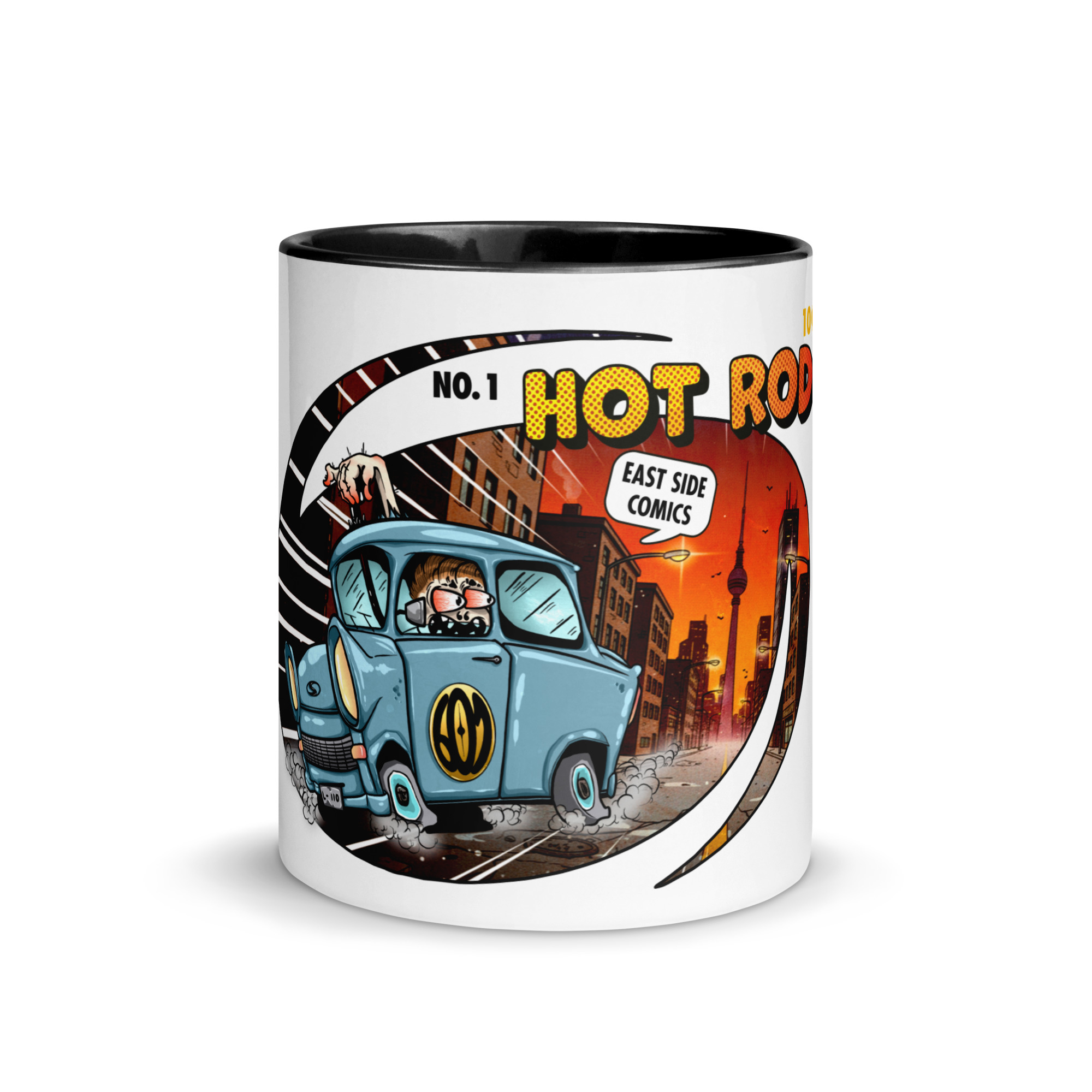 Trabant HOT ROD Comic Tasse mit farbiger Innenseite – Bild 3
