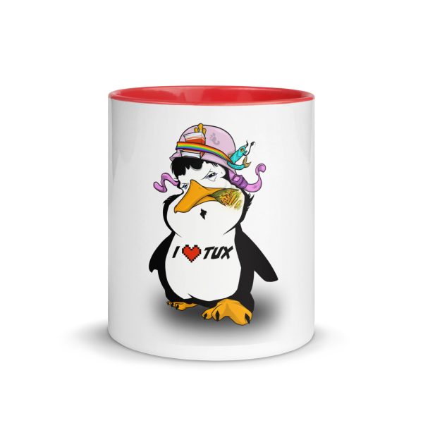 I Love Tux Tasse mit farbiger Innenseite